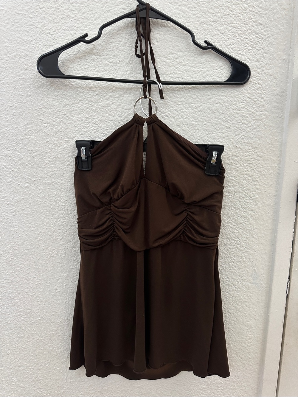 Halter Ruched Top in Chocolate Brown